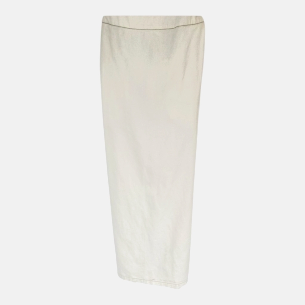 Future Collective Maxi Ivory Denim Bib Dress with Cute Bow Back - Picture 9 of 15